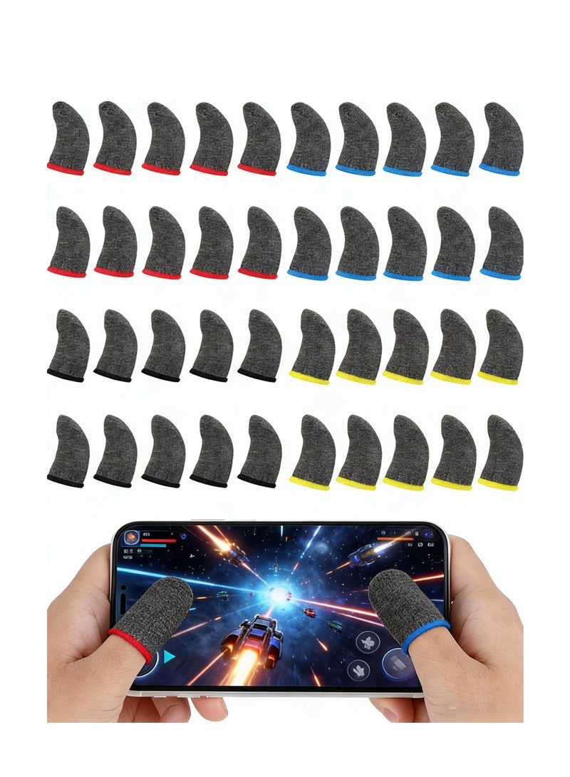 40 Pcs Finger Sleeves, Gaming Finger Sleeve for Gaming Thumb Sleeves Gaming Finger Protector Thumb Sleeve Anti Sweat Breathable Touchscreen Finger Cover for Phone Game (4 Colors) - Image 1